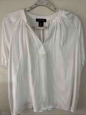 Rachel Zoe White Split-Neck Peasant Tunic